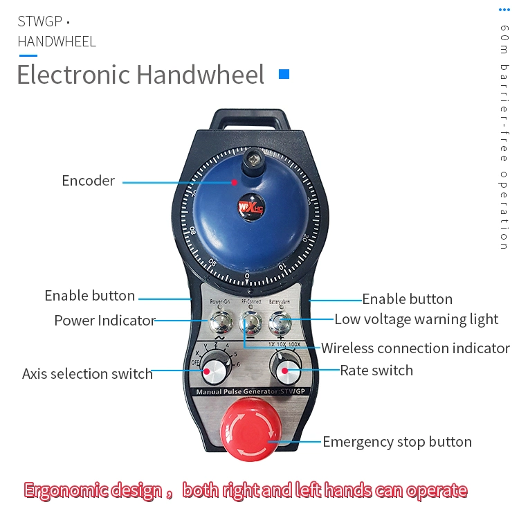 Wireless Electronic CNC Handwheel Manual Pulse Generator Mpg with Emergency Button Stwgp